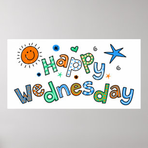 Cute Happy Wednesday Week Greeting Text Expression Poster
