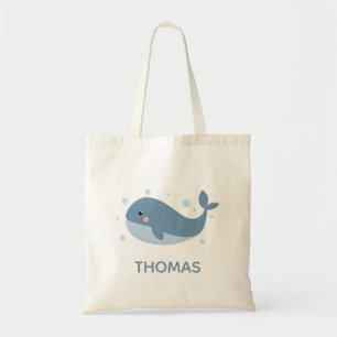 Cute Happy Whale Personalised Tote Bag