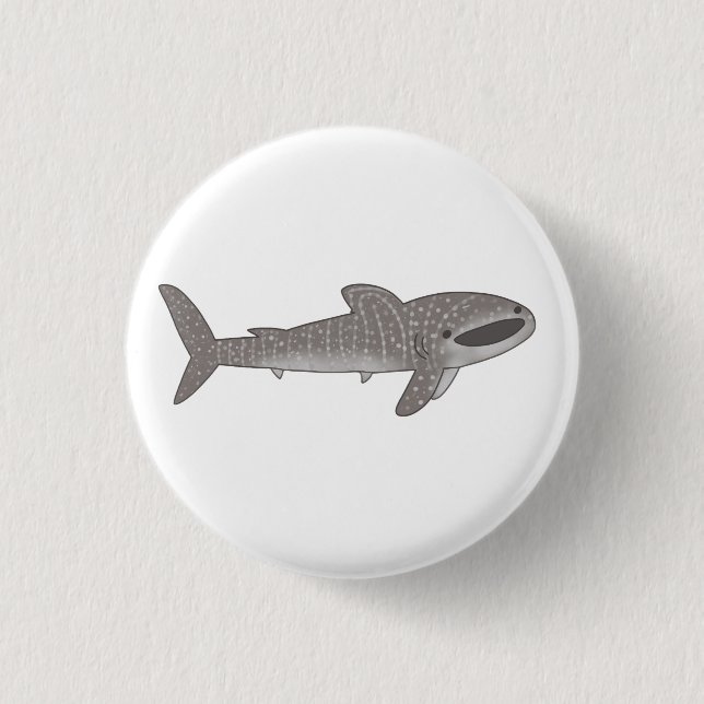 Cute happy whale shark 3 cm round badge (Front)