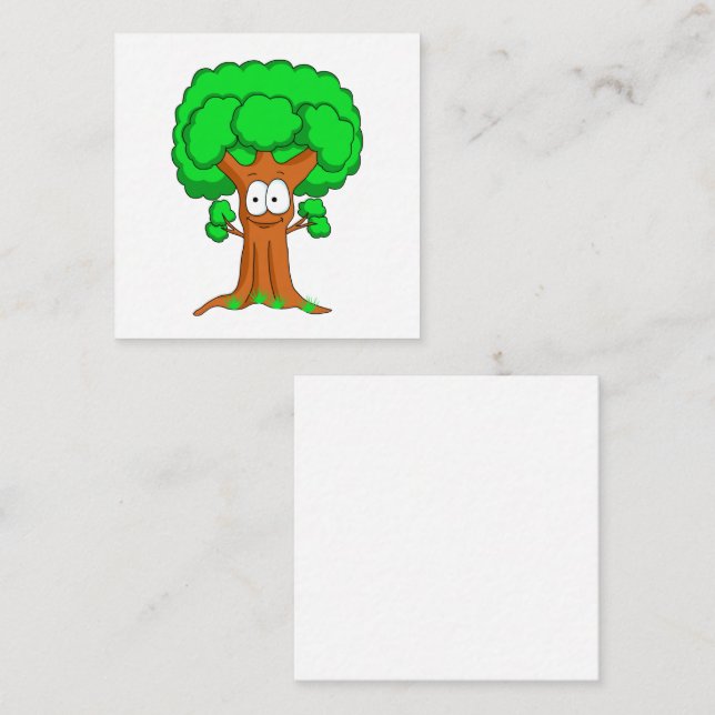 Cute Happy Whimsical Green Tree Card (Front/Back)