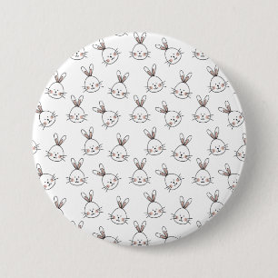 Cute Happy White Easter Bunny Pattern 7.5 Cm Round Badge