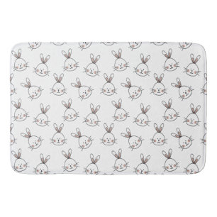 Cute Happy White Easter Bunny Pattern Bath Mat