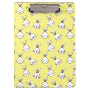 Cute Happy White Easter Bunny Pattern Clipboard