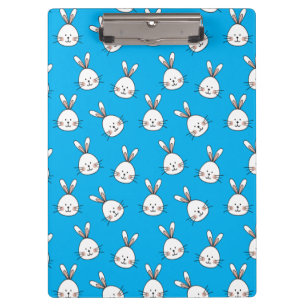 Cute Happy White Easter Bunny Pattern Clipboard