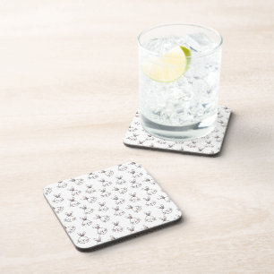 Cute Happy White Easter Bunny Pattern Coaster