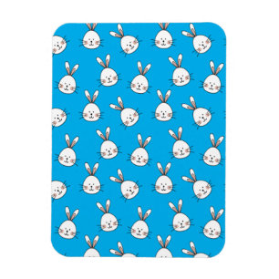 Cute Happy White Easter Bunny Pattern Magnet
