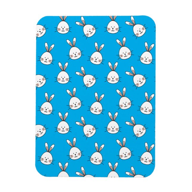 Cute Happy White Easter Bunny Pattern Magnet (Vertical)
