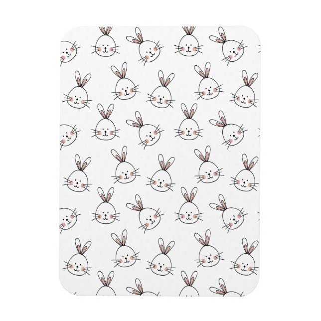 Cute Happy White Easter Bunny Pattern Magnet (Vertical)