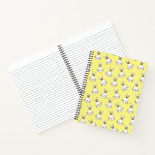 Cute Happy White Easter Bunny Pattern Notebook