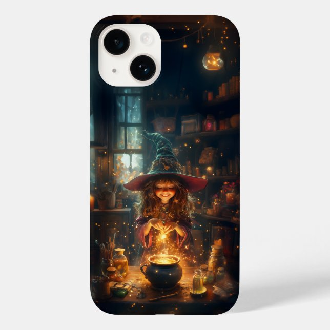 Cute Happy Witch Halloween iPhone Case (Back)
