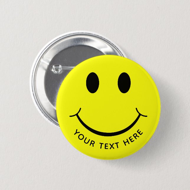 Cute Happy Yellow Face Add Text 6 Cm Round Badge (Front & Back)