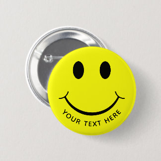 Cute Happy Yellow Face Add Text 6 Cm Round Badge