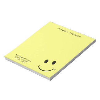 Cute Happy Yellow Face Personalised Address Notepad