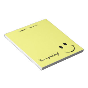 Cute Happy Yellow Face Personalised Notepad