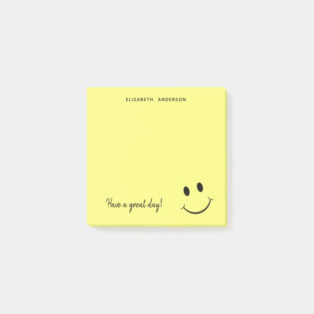 Cute Happy Yellow Face Personalised | Small Post-it Notes (Front)