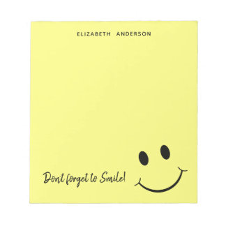 Cute Happy Yellow Face Smile Personalised Notepad