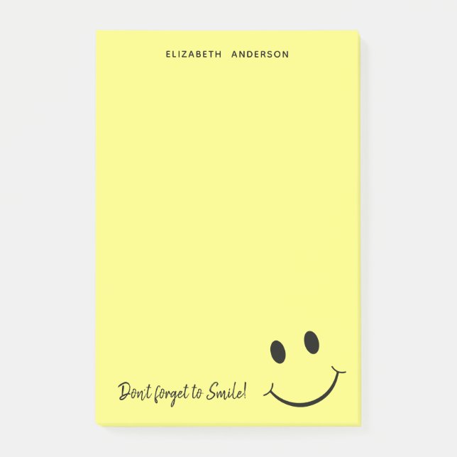 Cute Happy Yellow Face Smile Personalised Post-it Notes (Front)