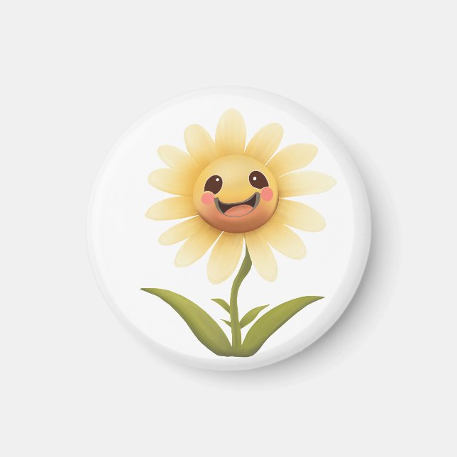 Cute Happy Yellow Flower Magnet (Front)