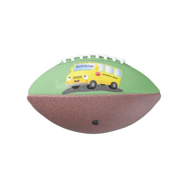 Cute happy yellow school bus cartoon american football (Rotated 270)