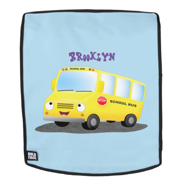 Cute happy yellow school bus cartoon backpack (Removable Face)