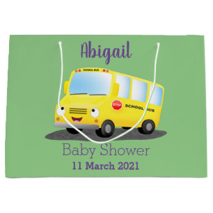 Cute happy yellow school bus cartoon large gift bag
