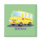 Cute happy yellow school bus cartoon