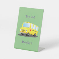 Cute happy yellow school bus cartoon