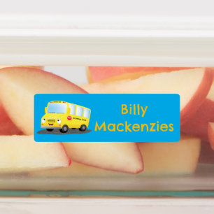 Cute happy yellow school bus cartoon personalised