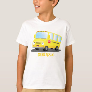 Cute happy yellow school bus cartoon T-Shirt