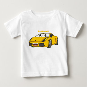 Cute happy yellow sports car cartoon baby T-Shirt