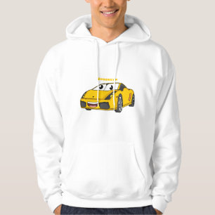 Cute happy yellow sports car cartoon hoodie