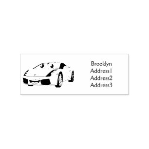 Cute happy yellow sports car cartoon rubber stamp