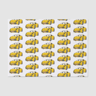 Cute happy yellow sports car cartoon tissue paper