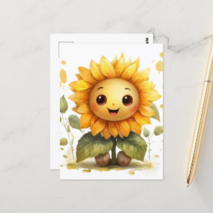 Cute & Happy Yellow Sunflower Postcard