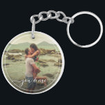 Cute Happy You And Me In Love Classy Elegant Quote Key Ring<br><div class="desc">Cute romantic You & Me text written in a stylish elegant typography font. With option to personalise or customise with photo of your choice. With option to personalise or customise with photo of your choice. Unique keepsake, birthday, anniversary, Valentine's Day gift, or Christmas stocking stuffer. Easily customisable with a photograph...</div>