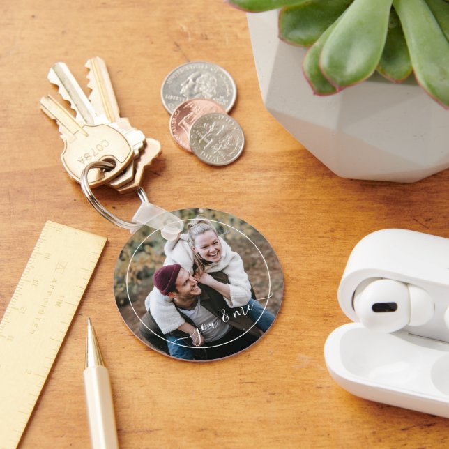 Cute Happy You And Me In Love Classy Elegant Quote Key Ring (Desk)