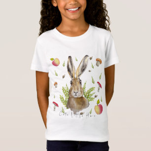 Cute hare with a background of apples and mushroom T-Shirt