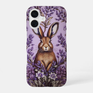 Cute Hare With Lavender William Morris Inspired iPhone 16 Case
