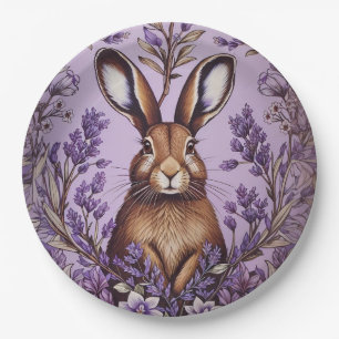 Cute Hare With Lavender William Morris Inspired  Paper Plate