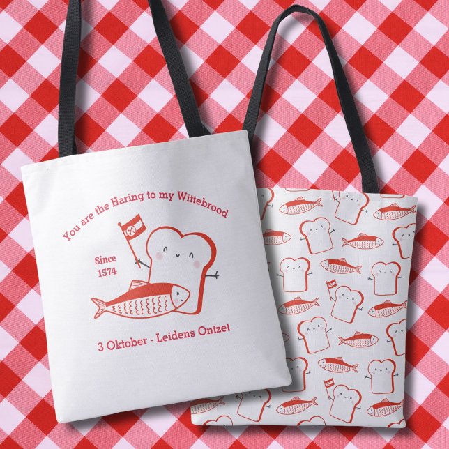 Cute Haring en Wittebrood Leidens ontzet rood wit Tote Bag (Creator Uploaded)