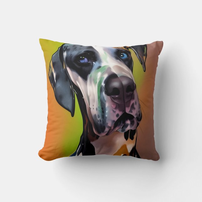  Cute Harlequin Great Dane Cushion (Front)