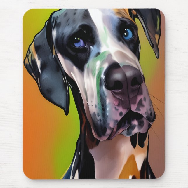  Cute Harlequin Great Dane  Mouse Mat (Front)