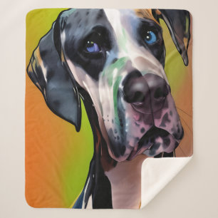 Cute Harlequin Great Dane Sherpa Blanket