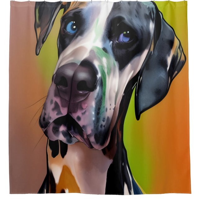  Cute Harlequin Great Dane    Shower Curtain (Front)
