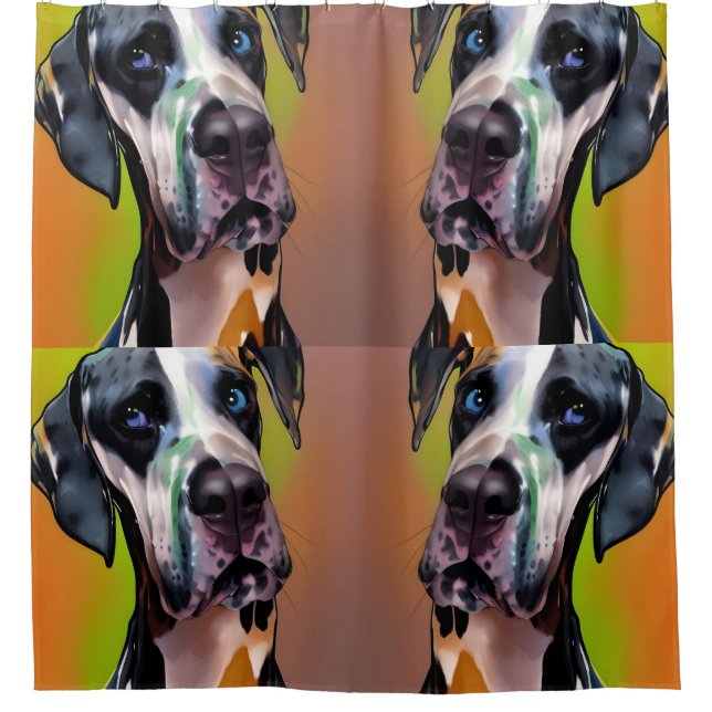  Cute Harlequin Great Dane   Shower Curtain (Front)