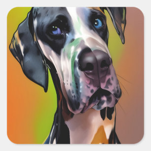 Cute Harlequin Great Dane Square Sticker