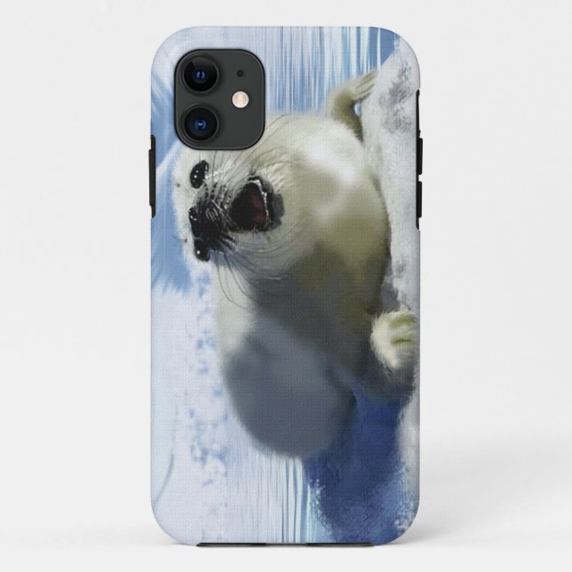 Cute Harp Seal & Ice Art for Wildlife Supporters Case-Mate iPhone Case (Back)