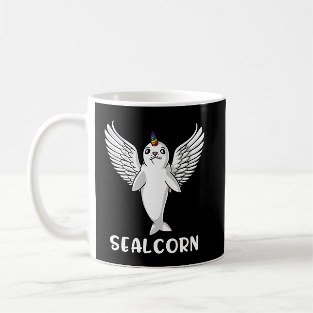 Cute Harp Seal Pup Unicorn Polar Arctic Animal Coffee Mug (Left)