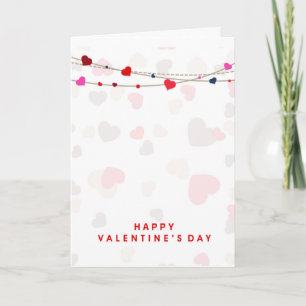 Cute Harts On Strings Happy Valentines Day Holiday Card