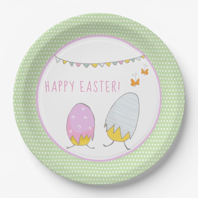 Cute Hatched Chicks - Happy Easter  Paper Plate (Front)